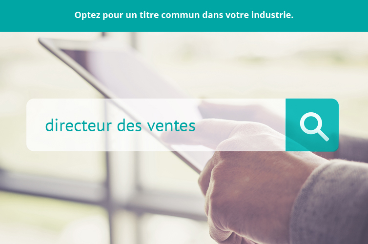 Optez pour un titre commun dans votre industrie. directeur des ventes