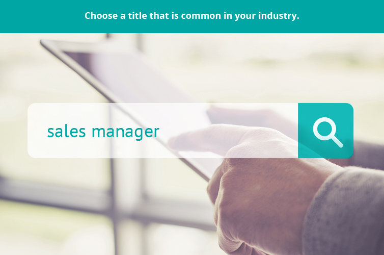 Choose a title that is common ins yours industry. sales manager
