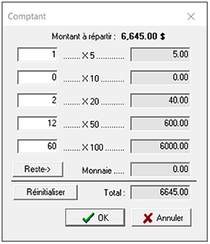 Comptabilise aussi les dépôts en argent comptant.