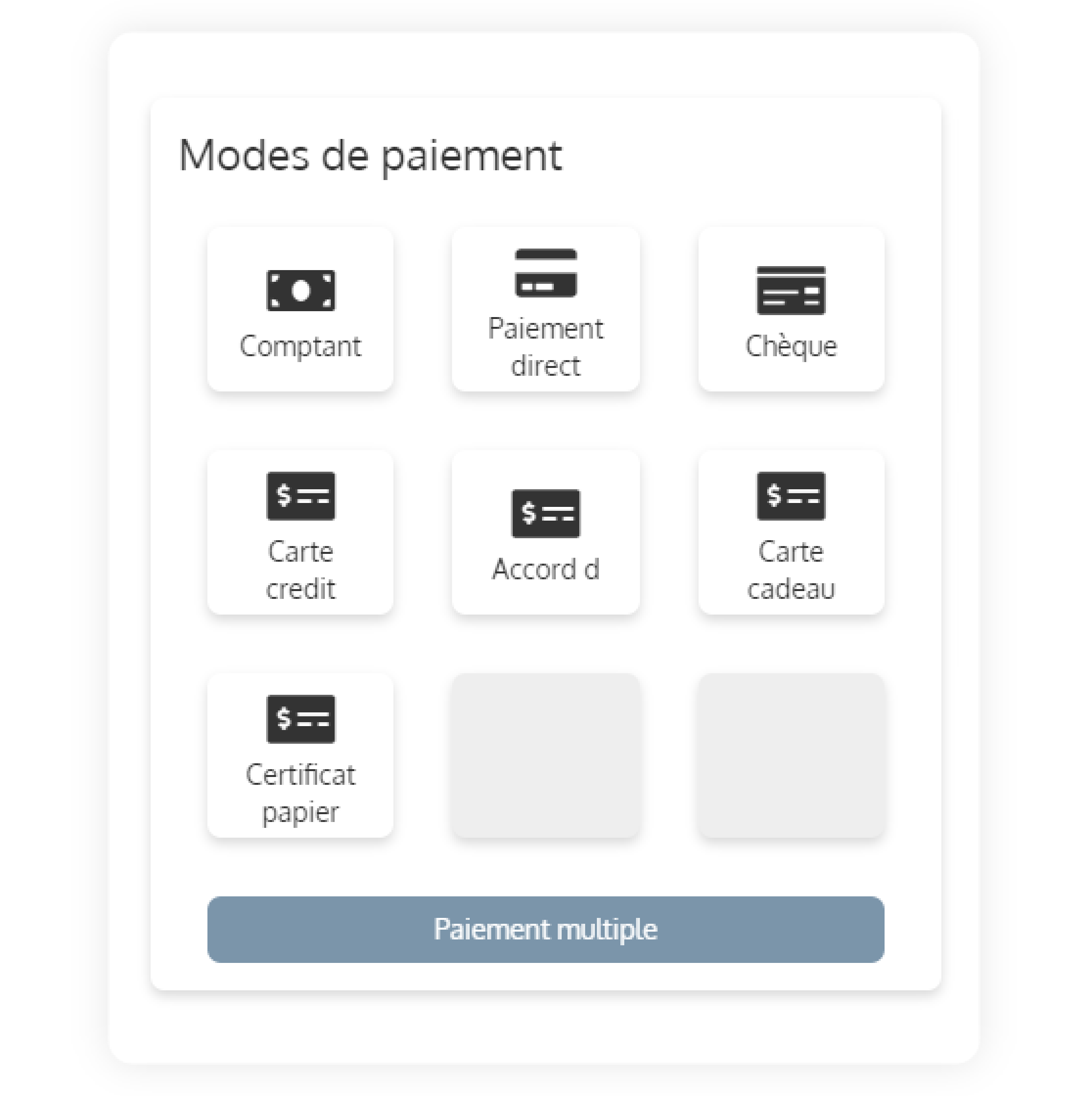 Variety of payment methods